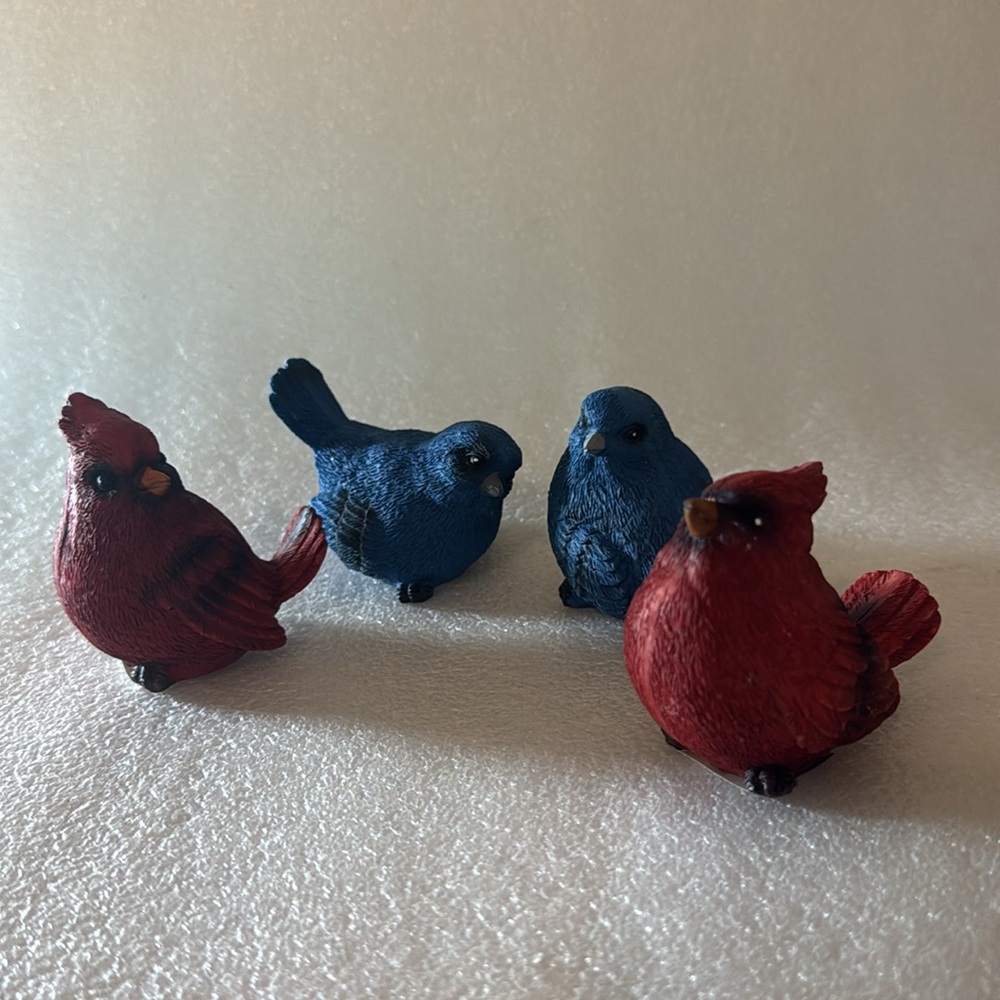 Cardinal & blur bird sets of 4
